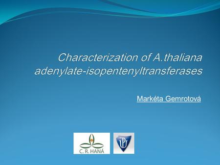 Markéta Gemrotová. Isopentenyltransferases (IPT)? Biosynthesis of isoprenoid-type cytokinins Two types of IPT enzymes: adenylate-isopentenyltransferase(AtIPT1,3,4,5,7,8.