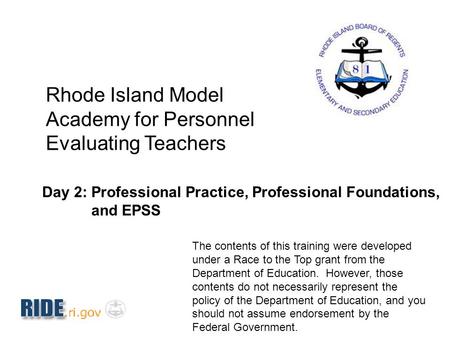 Rhode Island Model Academy for Personnel Evaluating Teachers