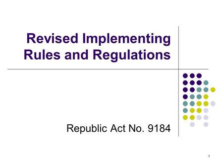 Revised Implementing Rules and Regulations