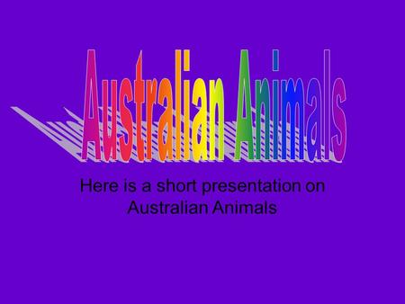 Here is a short presentation on Australian Animals