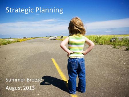 Strategic Planning Summer Breeze August 2013. What is a plan? Outlines the steps you will take to achieve an overall goal or vision Grensing-Pophal, L.