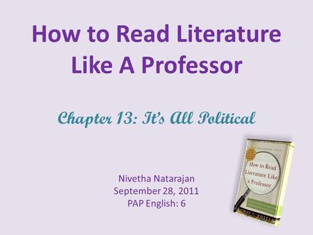 How to Read Literature Like A Professor