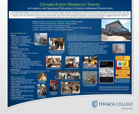 Climate Action Research Teams An Academic and Operational Partnership to Enhance Institutional Climate Action Climate Action Research Teams : An Academic.