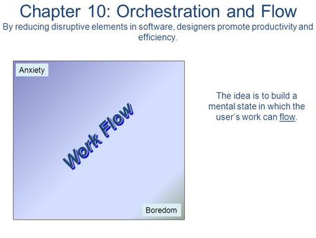 Chapter 10: Orchestration and Flow By reducing disruptive elements in software, designers promote productivity and efficiency. The idea is to build a mental.