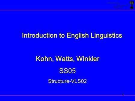 Introduction to English Linguistics