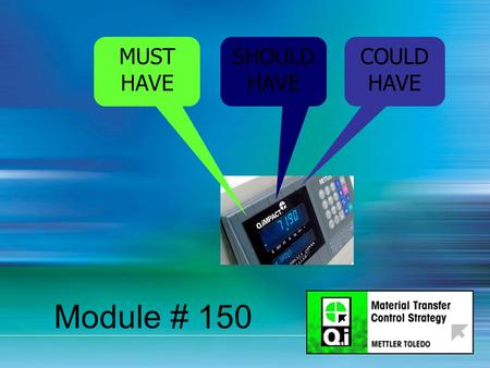 MUST HAVE SHOULD HAVE COULD HAVE Module # 150. Dealing with Process Upsets Objectives –Will be able to recognize an Upset –Will be able to analyze an.