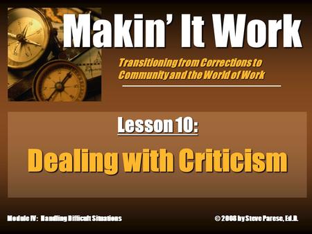 Lesson 10: Dealing with Criticism