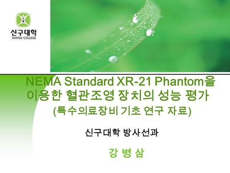 NEMA Standard XR-21 Phantom을 이용한 혈관조영 장치의 성능 평가 (특수의료장비 기초 연구 자료)