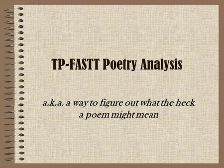 TP-FASTT Poetry Analysis