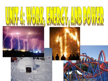 Work Work – when a force causes an object to move in the direction of that force. Work & Energy are scalar quantities. Joule (J) – SI unit for Work &