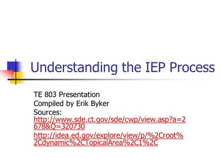 Understanding the IEP Process