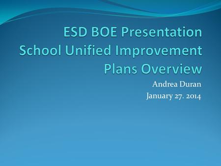 Andrea Duran January 27. 2014. School, District, DAC & BOE Process Leadership Team representatives, grade level and content area teachers meet with administrators.