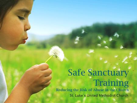 Safe Sanctuary Training Reducing the Risk of Abuse in the Church St. Luke’s United Methodist Church.