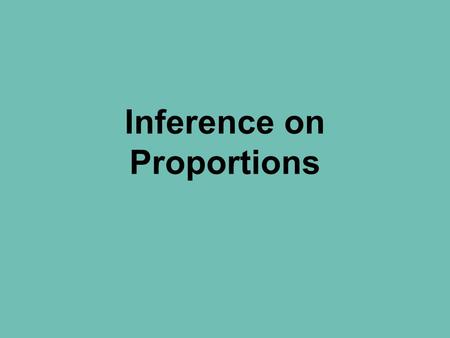 Inference on Proportions. What are the steps for performing a confidence interval? 1.Assumptions 2.Calculations 3.Conclusion.