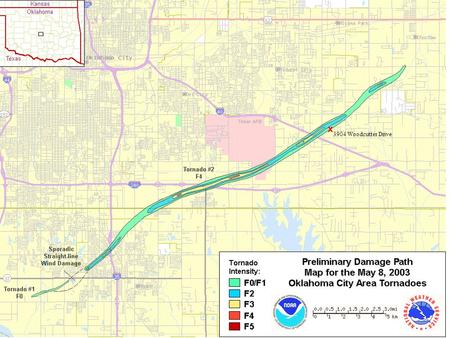 X 3904 Woodcutter Drive. 3904 SE Woodcutter Drive I-40 Westminster Road Path of Tornado.