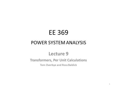 EE 369 POWER SYSTEM ANALYSIS