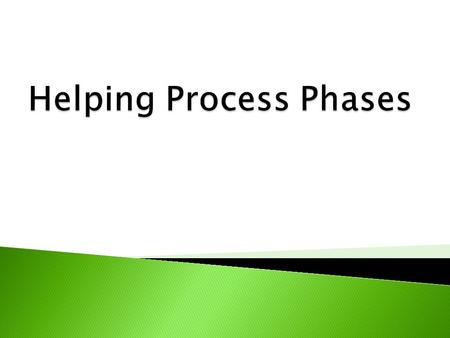  Assessment ◦ Making initial contact ◦ Problem Identification ◦ Gathering and assessing information  Planning ◦ Develop complete picture of client ◦