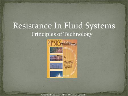 Resistance In Fluid Systems