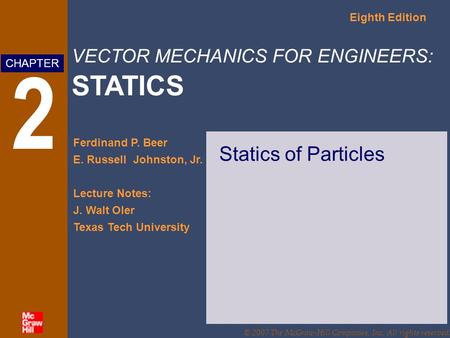 Statics of Particles.