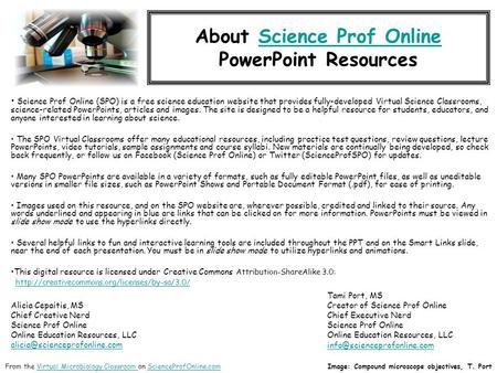 About Science Prof OnlineScience Prof Online PowerPoint Resources Science Prof Online (SPO) is a free science education website that provides fully-developed.