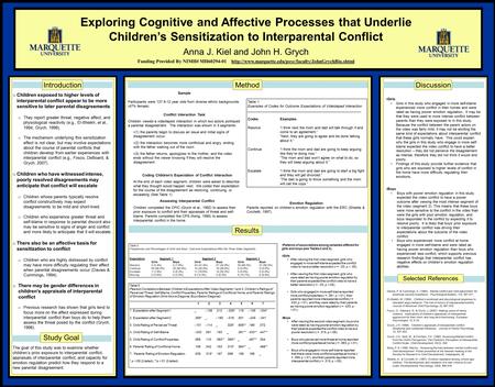 O Children exposed to higher levels of interparental conflict appear to be more sensitive to later parental disagreements o They report greater threat,