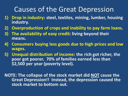 Causes of the Great Depression