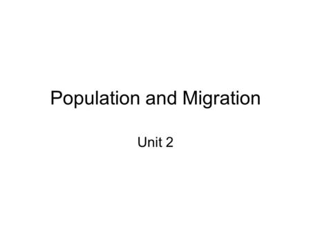 Population and Migration