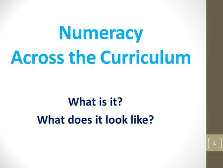 Numeracy Across the Curriculum