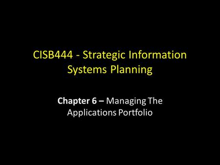 CISB444 - Strategic Information Systems Planning