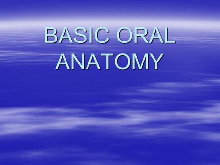 BASIC ORAL ANATOMY.