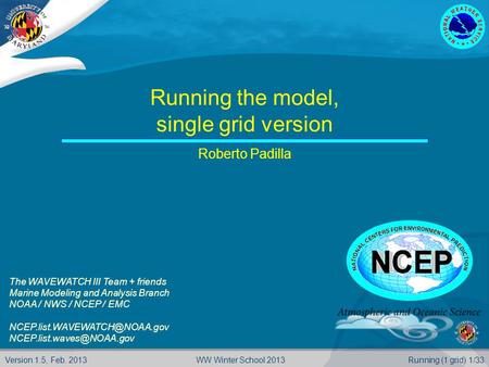 Running the model, single grid version