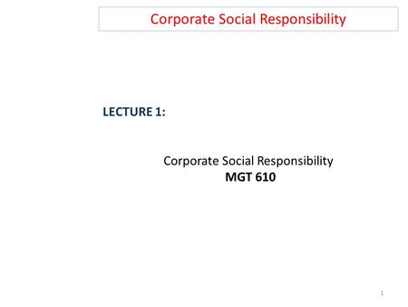 Corporate Social Responsibility