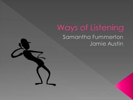 Informational Listening- Listening to learn something Critical Listening- Listening with the goal of evaluating or analyzing what we hear Empathetic Listening-