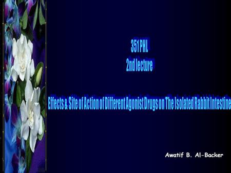 Awatif B. Al-Backer. Intestine  Involuntary structure with myogenic contraction (spontaneous rhythmic contraction) which undergo control of nervous system.