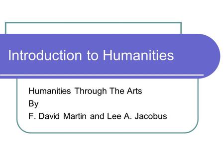 Introduction to Humanities