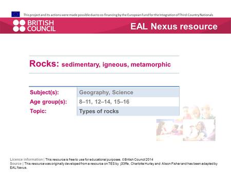 Rocks: sedimentary, igneous, metamorphic