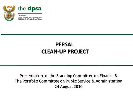 PERSAL CLEAN-UP PROJECT