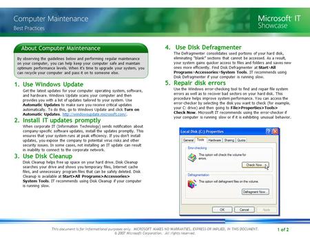 1 of 2 By observing the guidelines below and performing regular maintenance on your computer, you can help keep your computer safe and maintain optimum.