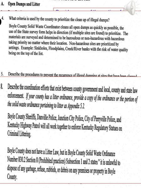 Provide a copy of the section of the Ordinance pertaining to Open Dumping as Appendix 5.1.