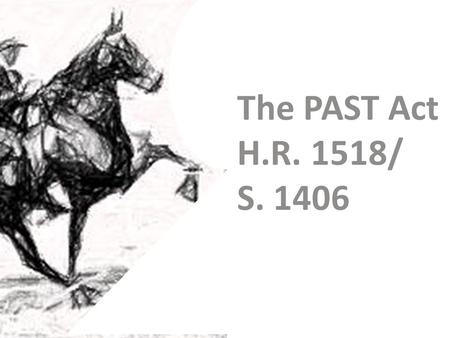 The PAST Act H.R. 1518/ S. 1406. Chemical soring: caustic substances applied to front pasterns, chains are affixed, causing pain.