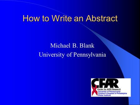 How to Write an Abstract