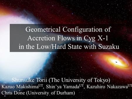 10.10.12 1 High Energy View of Accreting Objects: AGN and X-ray Binaries Geometrical Configuration of Accretion Flows in Cyg X-1 in the Low/Hard State.