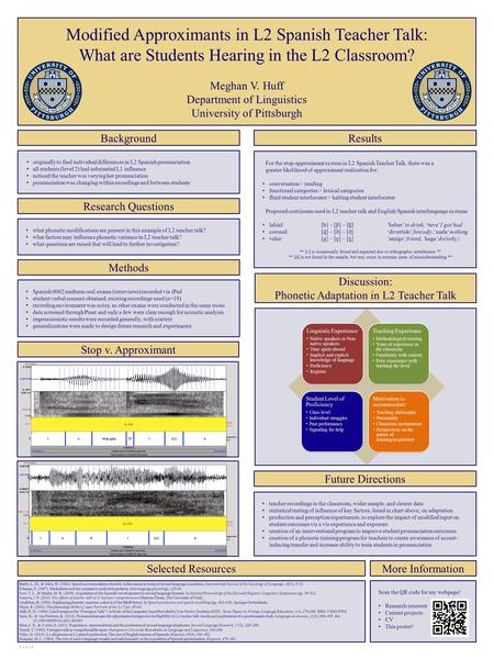 Modified Approximants in L2 Spanish Teacher Talk: What are Students Hearing in the L2 Classroom? Meghan V. Huff Department of Linguistics University of.