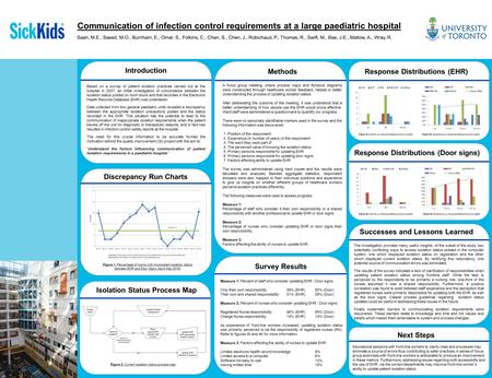 Communication of infection control requirements at a large paediatric hospital Saari, M.E., Saeed, M.O., Burnham, E., Omar, S., Folkins, C., Chen, S.,