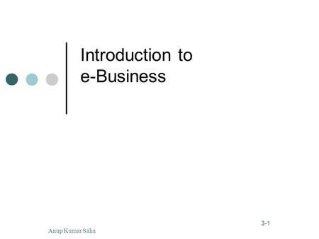 1 3-1 Anup Kumar Saha Introduction to e-Business.