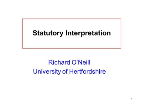 Statutory Interpretation