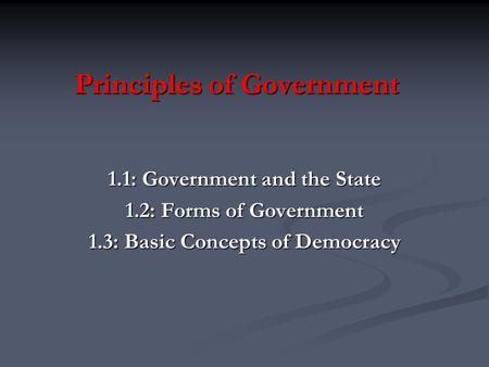 Principles of Government