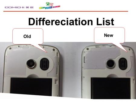 Differeciation List Old New. 1 、 PCBA Pcba model No.PZ186 (OLD)Pcba model No.PZ186 (NEW)