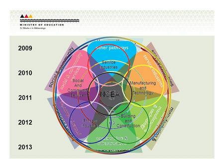 2010 2009 2011 2012 2013 construction & infrastructure other pathways service industries manufacturing & technology primary industries social & community.