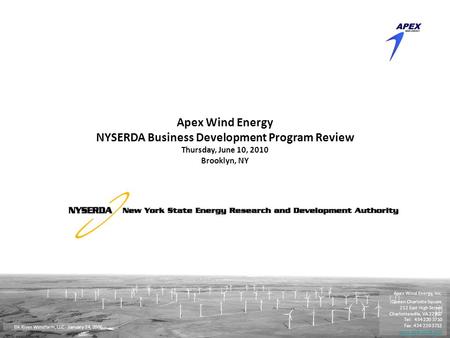 Privileged & Confidential 1 Apex Wind Energy, Inc. Queen Charlotte Square 212 East High Street Charlottesville, VA 22902 Tel: 434 220 3710 Fax: 434 220.